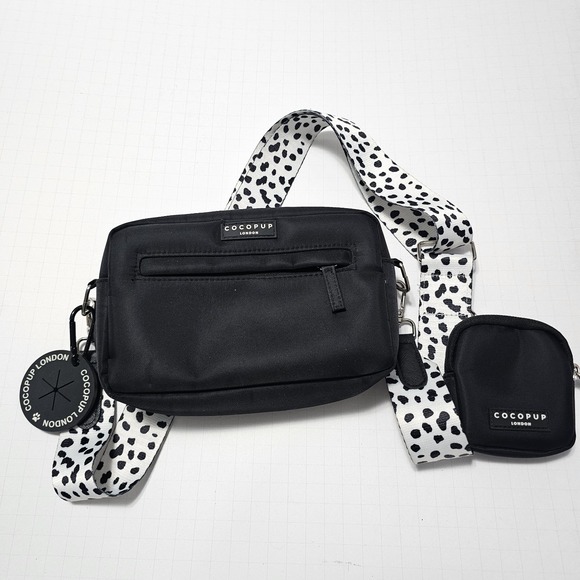 Cocopup Handbags - Cocopup London Dog Walking Bag Bundle Black Dalmatian Strap Treat Pouch Bag